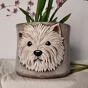 FORKAI Westie Dog Planters for Indoor Plants, 6 Inch Resin Dog Face Plant Pots for Garden Decor, Succulent Pots with Drainage Hole, Ideal Present for Plant Lovers