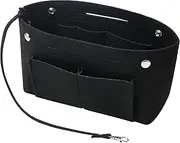 Soyizom Felt Handbag Purse Organiser Liner Shaper Insert Bag in Bag with Keychain for Speedy Neverfull, 8 Colors（Black，Large）