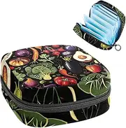 Period Bag,Sanitary Napkin Storage Bag,Colorful Fruits Vegetables,Tampon Bag for Purse