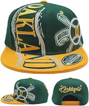 [Basic Cap] Oakland New Premium Leader Hurricane City Green Gold Era Snapback Hat Cap