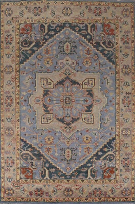 Light Blue Luxurious Handcrafted Indian Living Room Rug Thick Plush 8x10 ft