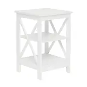 Hailey 2-Shelf Bedside Nightstand End Lamp Side Table - White