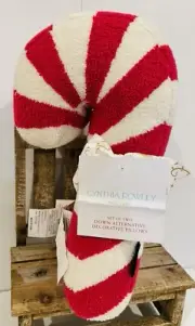 New Set Of 2 Cynthia Rowley Hot Pink Candy Cane Christmas Pillows Holiday Decor