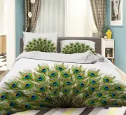 3D Green Peacock Feathers KEP303 Bed Pillowcases Quilt Duvet Cover Luna