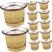 OSALADI Elegant Glass Candle Cups 12pc Diy Tealight Candle Holders Wedding Dinner Party Candlestick Holders Home Decor