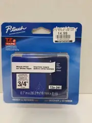 NEW Genuine Brother P-touch TZe-241 Label Maker Tape 3/4" Black Print White Tape