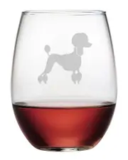 Susquehanna Glass Set of Four 21oz French Poodle Stemless Wine Glasses
