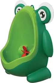 BAKAMITAYI Pee-Pod Toilet Training Urinal- Frog Squatty Potty with Removable Bowl & Spinning Target- Green (Dark Green)