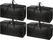 4pcs Extra Large Moving Bags, Heavy-Duty Organizer Tote with Zips,Waterproof Moving Box Alternative for Label