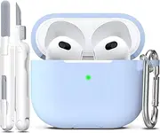 [R-fun] Compatible with AirPods 3rd Generation 2021 Charging Case Cover, Soft Silicone Protective Case Compatible with Apple Airpod 3 Gen with Cleaner Kit & Keychain,Sky Blue