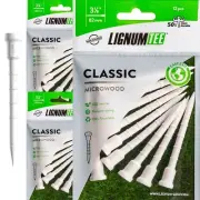 Lignum Microwood Classic Golf Tees & Boost Discs Anti Spin Ring - 82mm / 3.125"