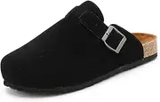 [Unitysow] Kids Clogs Boys Girls Leather Mules Cork Footbed Sandals Slides Slip-on Potato Shoes Garden Shoes House Slippers