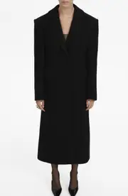 MANGO Structured Wool Blend Coat in Black at Nordstrom, Size Small