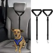 2 Packs Dog Cat Safety Seat Belt Strap Car Headrest Restraint Adjustable Fabric Dog Restraints Vehicle Seatbelts Harness (Black, 2.5 * 60 * 75CM)