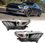 Projector Headlight Assembly W/LED DRL Fit For 2015-2017 Ford Mustang / 2018-2020 Ford Mustang Shelby OE Style Headlamp(Passenger Side and Driver Side)