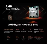 AMD Ryzen 7 9700X CPU 5.5GHz 8-Core 16-Thread 40MB Game Cache 4NM Socket AM5 Gam