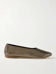 [STAUD] STAUD - Alba Metallic Leather Ballet Flats - Brown - IT40 IT 40 Brown