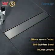 Decaura Tile Insert Shower Drain Grate Floor Waste Brushed Stainless Steel 900mm