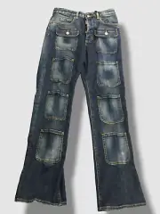 $925 Dsquared2 Women's Blue Roadie Pocket Patch Jeans Pants Size 36