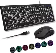 X9 Wired Keyboard and Mouse Combo - Large Print Backlit Keyboard and Mouse for E