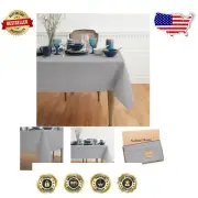 Textured Soft Grey Linen Tablecloth 54 x 72" - Perfect for Easter & Weddings