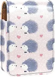 Lipstick Case,Leather Lip Gloss Lipstick Organizer with Mirror,Mini Lipstick Holder Bag,Animal Heart White Polka Dot