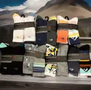 NEW QuickSilver Men's 5 Pair Surf Crew Socks Sizes 6-12 Black Grey White