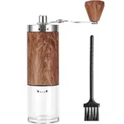 Manual Coffee Grinder, Ceramic Burr, Portable 304 Stainless Steel, Wooden Hand Grinder, 8 Adjustable Settings
