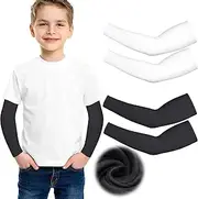 [Geyoga] 2 Pairs Thermal Arm Warmer for Kids Compression Athletic Sleeves for Child Toddlers Winter Sports Outdoor Activities