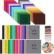 80PCS Felt Fabric Sheets Craft Kit 4x4 & 4x6 & 6x6 Inches Assorted Colors Thin Felt Sheets for Crafts DIY Patchwork Sewing School Projects Decoration Nonwoven 1mm Thick
