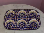 Polish Pottery Muffin Pan! UNIKAT Signature Lucy Pattern!