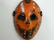 HALLOWEEN HORROR MOVIE PROP - Jason Modified Hockey Mask Evil Pumkin