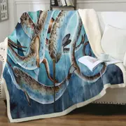 Dragon and Fantasy Creatures Art Icy Depths Throw Blanket