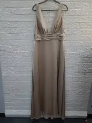 New Kennedy Blue Sleeveless Satin Bridesmaid Dress Taupe Size 14