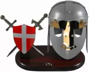 Miniature Templar Crusader Helmet, Battle Shield and Sword Letter Openers - NIB