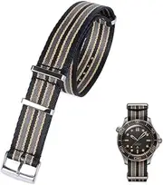 [KAVJU] 20mm High Density Nylon Bracelet Soft for Omega Speedmaster 007 Seatbelt Wristband Military Sport Retro Watchband for Seiko Strap Braid Belt