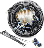2RZ Misting Cooling System 59FT(18M) Misting Line DIY Outdoor Mist Irrigation+21 Brass Mist Nozzles Garden Misting Irrigation System for Lawn Patio Garden Greenhouse
