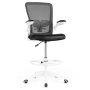 Giantex Ergonomic Drafting Chair Mesh Swivel Chair Home Office Chair w/Flip-Up Armrests & Adjustable Footrest