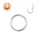 Stainless steel Hinged Segment Nose Ring Septum Clicker Hoop 16G 8mm/14G 10mm
