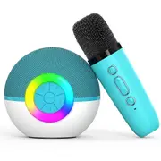 Portable Mini Karaoke Machine for Kids, Bluetooth Speaker with Wireless Microphone,MP3 Player,Perfect for Birthday and Family Parties(Green)