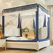 Mosquito Net for Bed, Anti-Mosquito Canopy 3 Side Door Camping Tent in 100% Polyester Curtain Netting Bedding Yurt Easy Installation,Blue,200x220x170cm