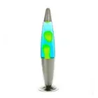 Lava Motion Lamp Rocket Shape Silver Yellow Blue