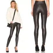 SPANX black faux leather high waist compression comfort leggings XL MSRP $98