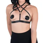 Love in Leather Cross Over Style Bralette