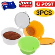 3PCS Reusable Refillable Coffee Capsule Pods Cup Set Fit For Dolce Gusto Machine