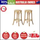 Wooden Bar Stool 2pc Kitchen Vintage Barstool Rattan Dining Chair Wood