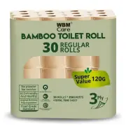 Bamboo Toilet Tissue 3-Ply, Tree-Free, Septic Safe, 250 Sheets/Roll, 30 Rollstt