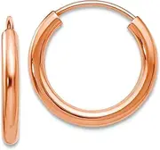 [JewelryWeb] 14k Rose Gold Polished Round Endless 2mm Hoop Earrings 15.2x15.5mm Wide 2mm Thick-Hoop Earring for Women