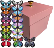 Pink Monarch Exploding Butterfly Box With Wind Up Flying Butterflies