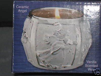 Silver Angel Ceramic Candle Vanilla Scented NEW!